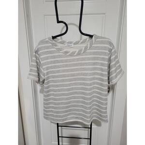 Gilli Womens Top Gray White Striped Size M Short Sleeve NWOT